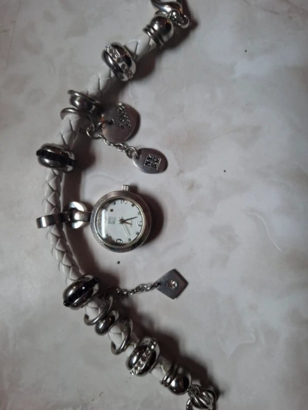 NY&C Charm Bracelet Watch White